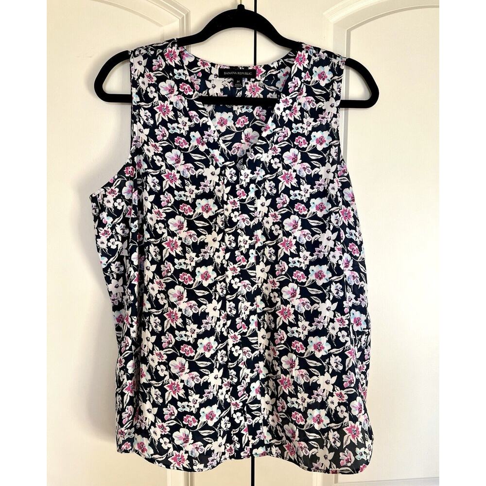 Banana Republic Sleveless Floral Top Size M Pink/Blue/White